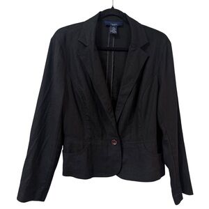 Jones Wear linen blend blazer black 14P career wear